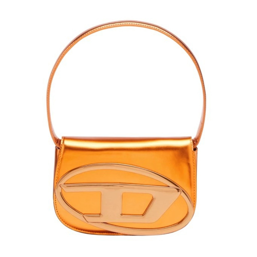DIESEL Orange 1DR Iconic Shoulder Bag in Mirrored Leather - New with defects